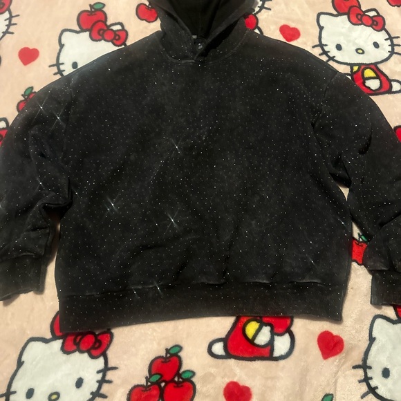 ROMWE Black Glitter Kids Hoodie - Picture 1 of 3